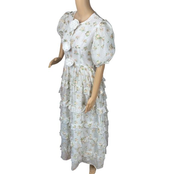 Floral White Midi Dress - Picture 11 of 14